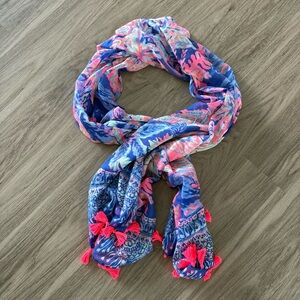 Lilly Pulitzer Blue and Pink Patterned Scarf